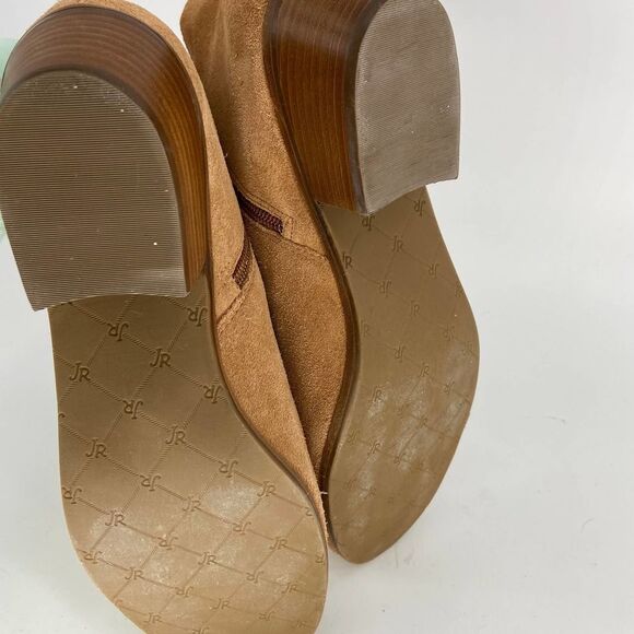 Jack Rogers Tan Suede Round Toe Chunky Low Heeled Ankle Bootie Womens 11 - Picture 8 of 9